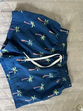 chubbies Navy Palm Print Swim Shorts